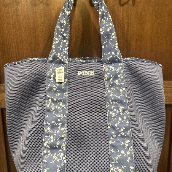 PINK Victoria's Secret Accessories - PINK Victoria's Secret Blue and White Patterned Tote